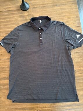 adidas Men’s Dark Gray Striped Polo Shirt